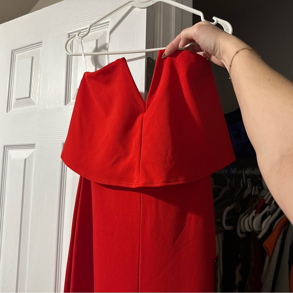 Elegant Red Strapless Jumpsuit